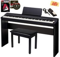 Casio Privia PX-160 Digital Piano - Black Bundle with CS-67 Stand, Deluxe Sustain Pedal, Furniture Bench, Instructional Book, Online Lessons, Austin Bazaar Instructional DVD, and Polishing Cloth