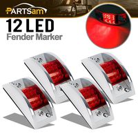 Partsam 4X Red Sealed Chrome Armored LED Trailer and Side Marker Light 12 LED