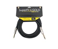 SuperFlex Gold | Premium Instrument Cable | 15-ft length with Right-Angle Gold Connectors | SFI-15SS