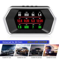 4" 2019-2020 Latest Version Head-up Display HUD OBD2 GPS Dual Speedometer System Mileage Diagnostic Auto Obd2 Data Flow Alarm Overspeed Temperature Water/Pressure Turbine Compatible for All Vehicles