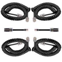 Telephone Cord,AIMIJIA 4 Pack Black Coiled Telephone Handset Cord 6 Ft Uncoiled / 1.2 Ft Coiled and 2 Pack Black Extended Rotatable Telephone Phone Cord Detangler Landline Telephone Accessory