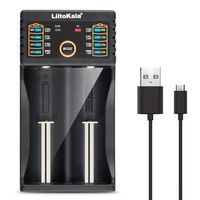 2-Bay Smart Battery Charger，Smart Multifunctional USB Battery Charger for 18650 26650 14500 16340 10440 RCR123,3.2V LiFePO4,1.2V Ni-MH Ni-Cd AA With 2 LED Indicators