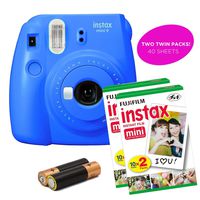 Fujifilm - Instax Mini 9 Instant Camera Product Bundles | Film Pack Options | Renewed (Mini 9 + 2 Film Packs, Cobalt Blue)