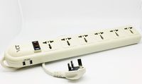 220V-250V Power Strip Surge Protector with 2-USB Ports and 6 Universal Outlets AC 13A 3250 Watts Heavy Duty UK (Type G) Cord, UK Plug/China(Type G), CE Certified, WPSUSB-UK
