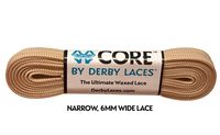 Derby Laces CORE Narrow 6mm Waxed Lace for Figure Skates, Roller Skates, Boots, and Regular Shoes (Tan, 120 Inch / 305 cm)