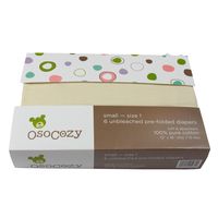 OsoCozy - Prefolds Unbleached Cloth Diapers, Size 1(7-15lbs), 6 Pack - Soft, Absorbent and Durable 100% Indian Cotton Natural Infant Diapers - Highest Quality & Best-Selling Cloth Diapers Sold Online