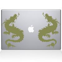 The Decal Guru Double Dragon MacBook Decal Vinyl Sticker - 11" MacBook Air - Gold (1055-MAC-11A-G)