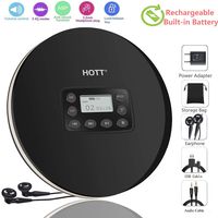 Portable CD Player Rechargeable Built-in Battery, Personal Compact Disc CD Player with Headphone/LCD Display/USB Power Adapter, with Electronic Skip Protection and Anti-Shock Function(Black)