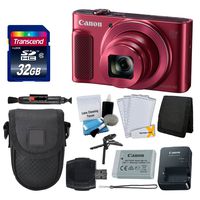 Canon PowerShot SX620 HS Digital Camera (Red) + Transcend 32GB Memory Card + Point & Shoot Camera Case + Card Reader + Card Wallet + Cleaning Kit + Screen Protectors + Tripod - Deluxe Accessory Kit