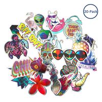 Skateboard Graffiti Sticker, Bosiwee Cool Cartoon Laser Graffiti No Duplicate Sticker Colourful Reflection Decals for Suitcase Skateboard Laptop Luggage Sticker Motorcycle (20PCS)