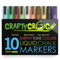 Crafty Croc Liquid Chalk Markers, 10 Pack Earth Colors, Chalk Ink Pens, Medium Tip 6mm