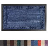Gorilla Grip Original Durable Rubber Door Mat, 29x17, Heavy Duty Doormat, Indoor Outdoor, Waterproof, Easy Clean, Low-Profile Mats for High Traffic Areas, Dark Navy Blue Greek Keys
