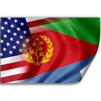 Sticker (Decal) with Flag of Eritrea and USA (Eritrean)