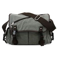 Oct17 Men Messenger Bag School Shoulder Canvas Vintage Crossbody Military Satchel Bag Laptop Gray