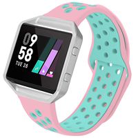 UMAXGET Compatible with Fitbit Blaze Bands, Soft Breathable Silicone Sport Band with Silver Metal Frame Smart Watch Wristband for Men Women, Small Large