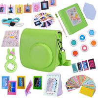 Tiessic 13 in 1 Instax Mini 9 Camera Accessories Bundles for FujiFilm Instax Mini 9 8 8+ Camera with Mini 9 Case/Album/Selfie Lens/Filters/Wall Hang Frames/Film Frames/Border Stickers ETC - Lime Green