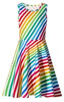 Rainbow Diagonal Stripes Dress for Preteen Girls Yellow White Purple Blue Pink Green Stripes Printed Autumn Outside Play Dresses Chic Colourful Street Casucal Frocks Clothes 10-13 Years Old