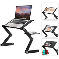 Laptop Stand for Bed, YOSHIKO Foldable Lap Desk, Foldable Standing Desk, Height Adjustable Cozy Laptop Stand for Desk, Portable Bed Desk, Bed Tray for Couch and Sofa
