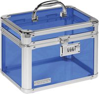 Vaultz Combination Lock Box, Clear Acrylic and Steel, 7.75 x 7.25 x 10 Inches, Blue (VZ00153)