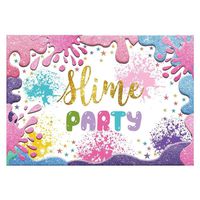 Funnytree 7x5ft Slime Theme Party Backdrop Glitter Colorful Splatter Girl Baby Shower Birthday Photography Background Summer Graffiti Painting Banner Cake Table Decorations Photo Booth Props