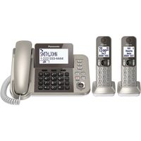 PANASONIC Corded / Cordless Phone System with Answering Machine and One Touch Call Blocking - 2 Handsets - KX-TGF352N (Champagne Gold)