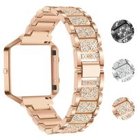 Valchinova Fitbit Blaze Bands Metal Frame with Rhinestone Stainless Steel Bracelet Replacement Accessory Black Silver Rose Gold (Rose Gold)