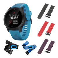 Garmin Forerunner 945 Bundle, Premium GPS Running/Triathlon Smartwatch with Music Included Wearable4U 3 Straps Bundle (Slate/Red/Purple)