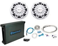 (2) MB Quart NW1-254 10" 600w Slim Marine Subwoofer Subs+Mono Amplifier+Amp Kit