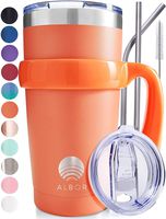 Albor Triple Insulated Stainless Steel Tumbler 20 oz Peach Coffee Travel Mug With Handle