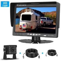 iStrong HD 720P Backup Camera  7'' Monitor Kit System For Cars/Trucks/Trailers/Campers/Fifth Wheels  IP69K Waterproof Night Vision Rear/Front View High-Speed Observation System Guide Lines ON/OFF