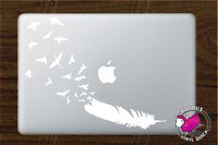 Feather Turning into a Flock of Birds (WHITE) Vinyl Decal Stickers for MacBook Laptop Car Love Forever Birds Always Relationships Feathers Peace Tough Strength Strong Strength Hope Inspiration Dreamer Love Bird Flying