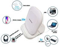 MediaGear Travel USB C Dock w/ 45W Power Delivery, Wireless Charger, 4K@60HZ HDMI, SD Card Reader, 3X USB 2.0 Ports, Audio/Mic Jack, Thunderbolt 3 Compatible Bundle w/ 65W Adapter, USB-C to C Cable