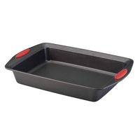 Rachael Ray 47959 Yum -o!  Nonstick Bakeware Baking Pan With Grips / Nonstick Cake Pan With Grips, Rectangle - 9 Inch x 13 Inch, Gray