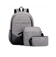 3 Pc/Set Anti Theft Backpack Men Leisure Canvas Back Pack Travel Laptop Backpack Women Bagpack School Bags Sac A Dos,Light Gray,15.6