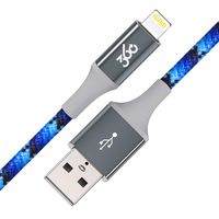 360 Electrical 360650-AZ Habitat 4ft Premium Braided Charging Cable with Lightning Connector - MFi Certified for iPhone and iPad - Active-Azure)