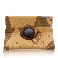 Auto Sleep/Wake Function 360 Degree Rotating Smart Case Cover for 9.7 inch iPad Air/ iPad 5 with a Stylus as a Gift--World Map Pattern,Orange