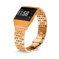 Shangpule Compatible for Fitbit Ionic Bands, Stainless Steel Metal Replacement Strap Bracelet Wrist Band Accessories for Ionic Smart Watch Women Man Large Small (Gold)