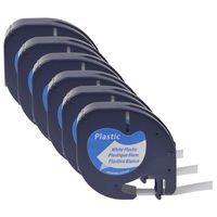 GREENCYCLE Compatible for DYMO 91331 S0721610 LetraTag Refills Plastic Labeling Tape 1/2" x 13ft (12mm x 4m) use in LetraTag Plus LT-100H LT-100T QX 50 XR XM 2000 Label Maker (Black on White, 6 Pack)