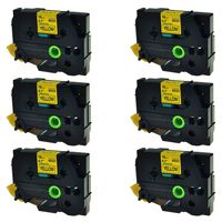 SuperInk 6 Pack Replace TZ641 TZe641 TZ-641 TZE-641 3/4" (0.7") 18mm x 26.2ft(8m) Black on Yellow Standard Laminated Label Tape Compatible for Brother P-Touch Label Makers & Printers
