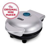 Dash DMS001SL Mini Maker Electric Round Griddle for Individual Pancakes, Cookies, Eggs & other on the go Breakfast, Lunch & Snacks with Indicator Light + Included Recipe Book - Silver