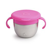 Munchkin Stainless Steel Snack Catcher with Lid, 9 Ounce, Pink