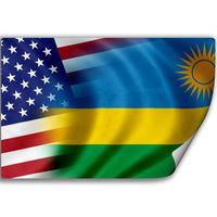 Sticker (Decal) with Flag of Rwanda and USA (Rwandan)