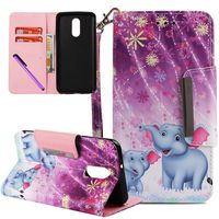 LEECOCO for LG Stylo 4 Case, LG Q Stylus Case Art Painted Wallet Case with Card Cash Holder Slots [Kickstand] PU Leather Magnetic Folio Flip Slim Case Cover for LG Stylus 4 Fireworks Elephant YB