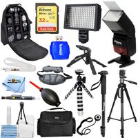 Canon T7i T6i T6 T5i 77d 80D 5D Mark IV 5DS R 5D III 6D Mark II 80D 7D SL2 MEGA Accessory Bundle with Flash, Backpack, LED Light, Tripod, Monopod Plus Much More