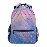Pink Blue Mermaid Fish Scales Travel Laptop Backpack Daypacks, Magic Rainbow Fish Tail Water Resistant College School Computer Bag Bookbag for Women & Men Outdoor Camping&Fits Up to 14-inch Notebook