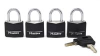 Master Lock 131Q Padlock with Key, 4 Pack, Black