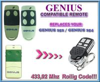 GENIUS 252 / GENIUS 254 replacement remote control / 433,92Mhz Rolling code