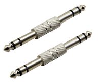 zdyCGTime 3-Pole 6.35mm 1/4"Audio Male to 6.35mm 1/4"Audio Male metal stereo dual channel Adapter Connector M/M(Silver-2 Pack)(3-Pole)