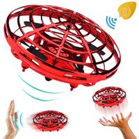 Hand Operated Mini Drone for Boys Girls Holiday Christmas Toy Gift, Two Speed Auto-Avoid Obstacles 360°Rotating Flying Ball Toys Outdoor Indoor Games for Kids (Red)