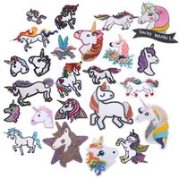 24pc Patch Unicorn Rainbow Animal Patch Iron On Patches Kids DIY Cute Sewing Embroidered Patches for Clothing